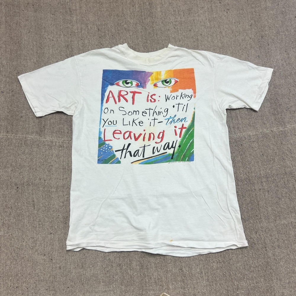 Vintage Fred Babb Art Shirt Mens Large White 1980s